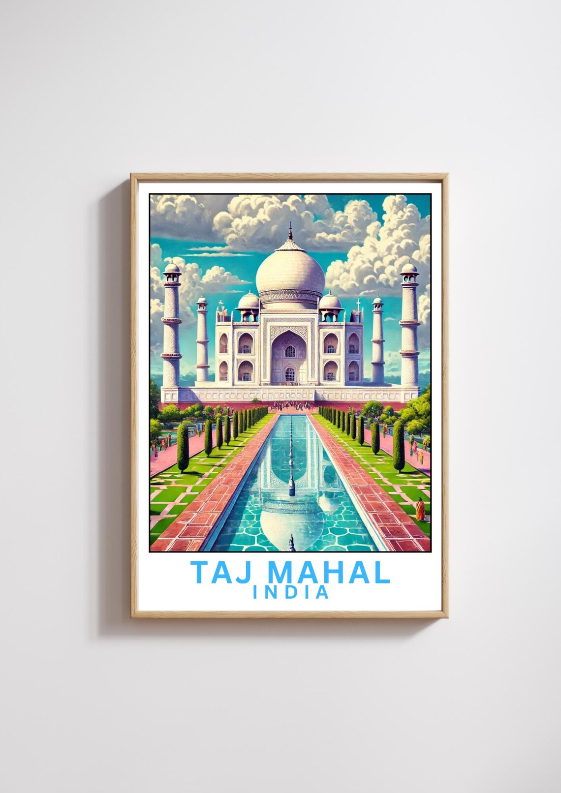 Taj Mahal Travel Poster India Art Print Wonder Of The World Monument Wall Decor Taj Mahal Illustration Home Decor Travel Gift Print