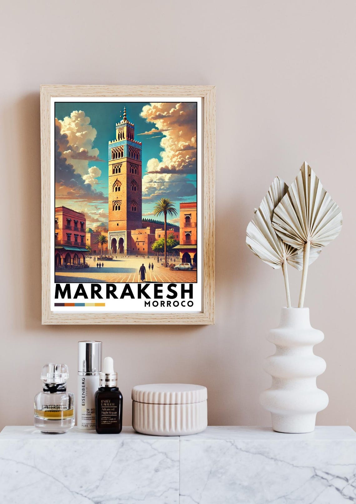 Marrakesh Morocco Koutoubia Minaret Golden Hour Vintage Poster - Image 4
