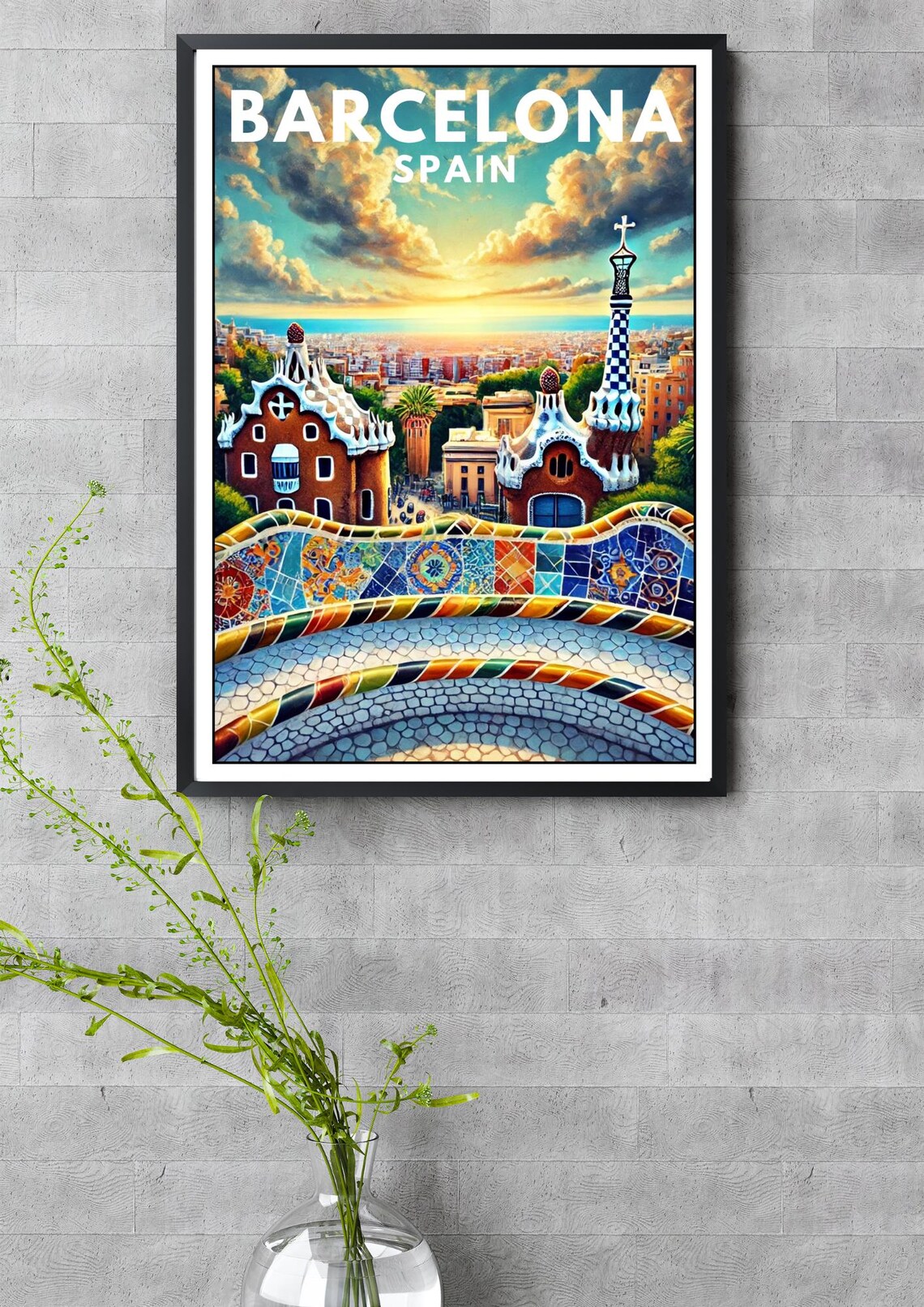 Barcelona Travel Poster, Spanish Cityscape Decor - Image 3