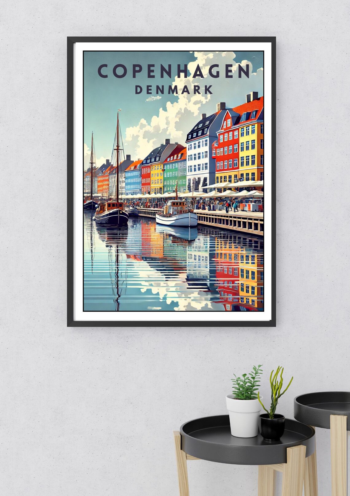 Copenhagen Travel Poster, Nyhavn Canal Scene - Image 2