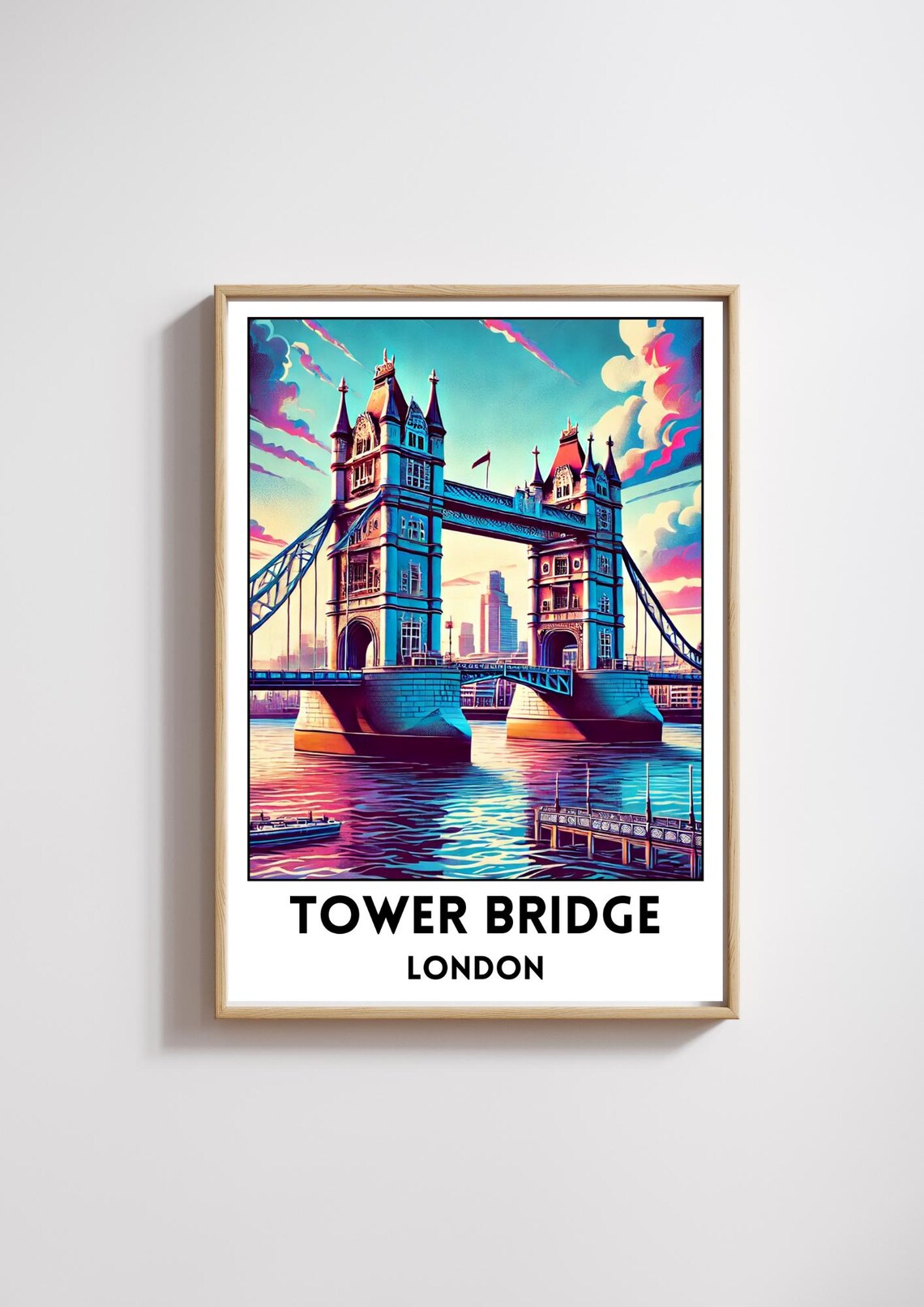London Tower Bridge Art Poster London Print England City Travel Wall Art Tower Bridge Home Decor Vibrant London Wall Art London Gift