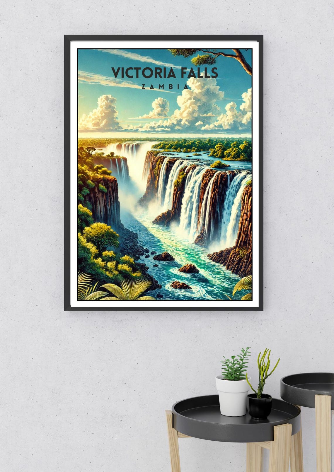 Victoria Falls Zambia Zambezi Waterfall Vintage Nature Travel Poster - Image 2
