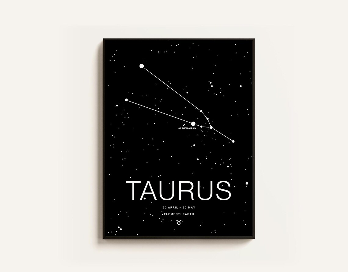 Taurus Sign Minimalist Astrology Poster, Birthday Gift
