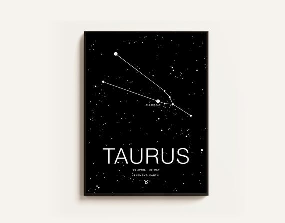 Taurus Sign Minimalist Astrology Poster, Birthday Gift