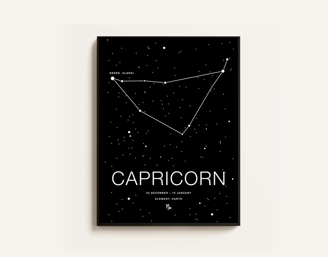 Capricorn Sign, Minimalist Astrology Poster Print