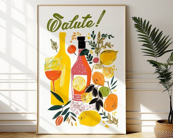 Italian Salute Cheers Retro Bar Cocktail Art Print