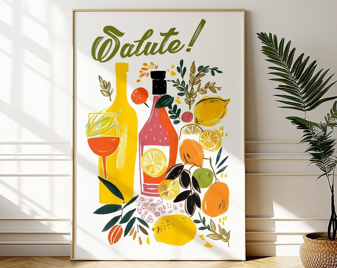 Italian Salute Cheers Retro Bar Cocktail Art Print
