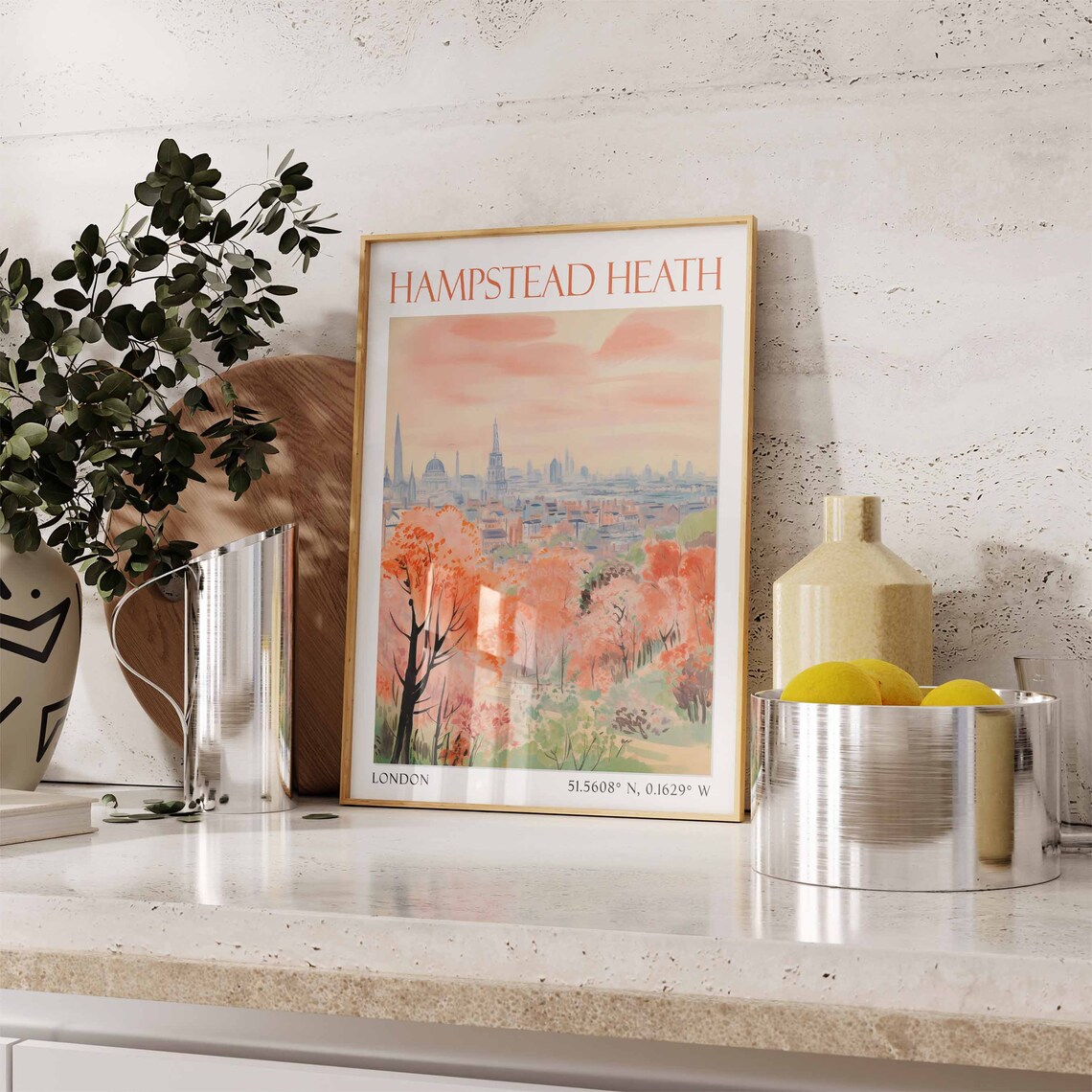 Hampstead Heath London Skyline Autumn Trees View Travel Poster - Image 3