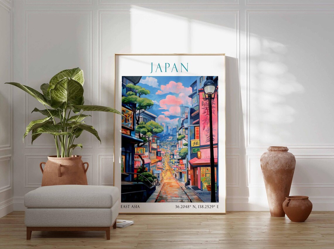Tokyo Japan Manga Style Street Scene Anime Cityscape Travel Poster - Image 3