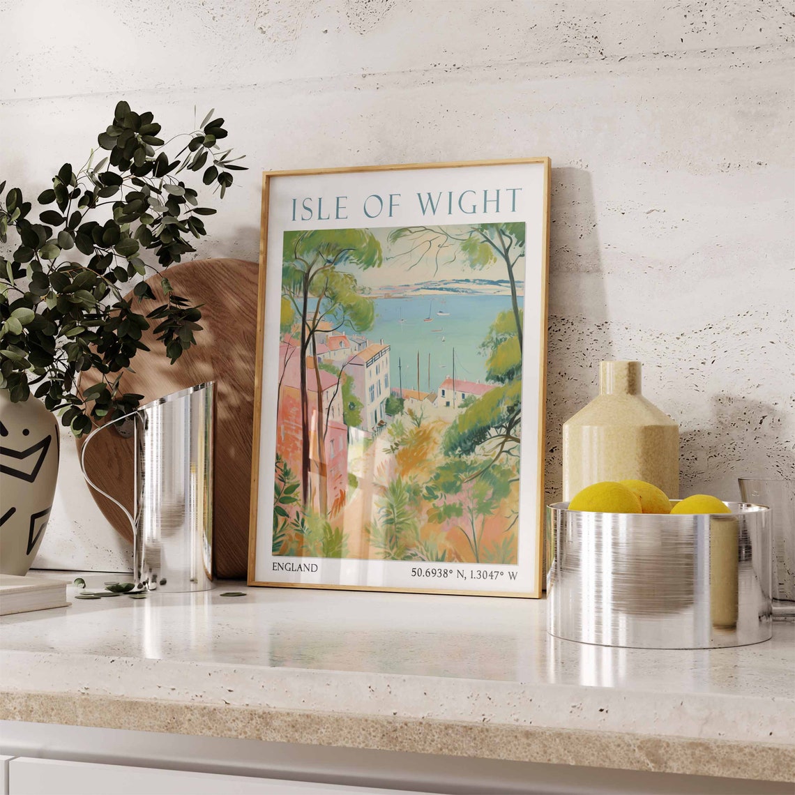 Isle Of Wight Travel Print Isle Of Wight Travel Poster England Wall Art Coastal Print English Wall Art Travel Gift Seaside Wall Art - Image 3