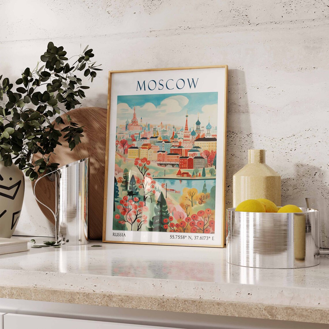 Moscow Russia Autumn Onion Domes Riverside View Travel Poster - Image 3