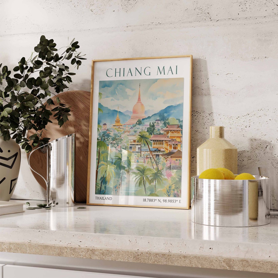 Chiang Mai Stupa Temples in a Tropical Mountain Setting Poster - Image 3