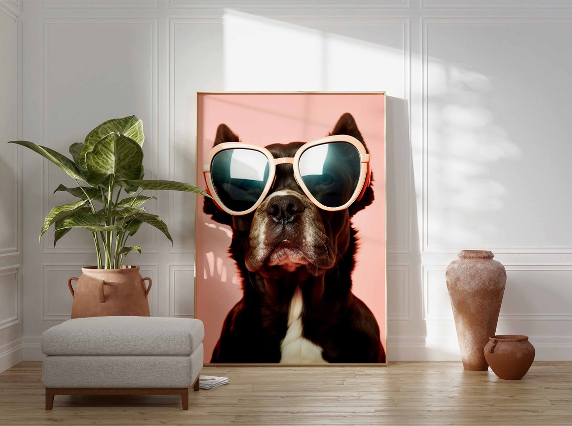 Bulldog Print Dog Poster Funny Dog Dcor Animal Print Animal Wall Art French Bulldog In Sunglasses Print Modern Dcor Animal Poster - Image 3