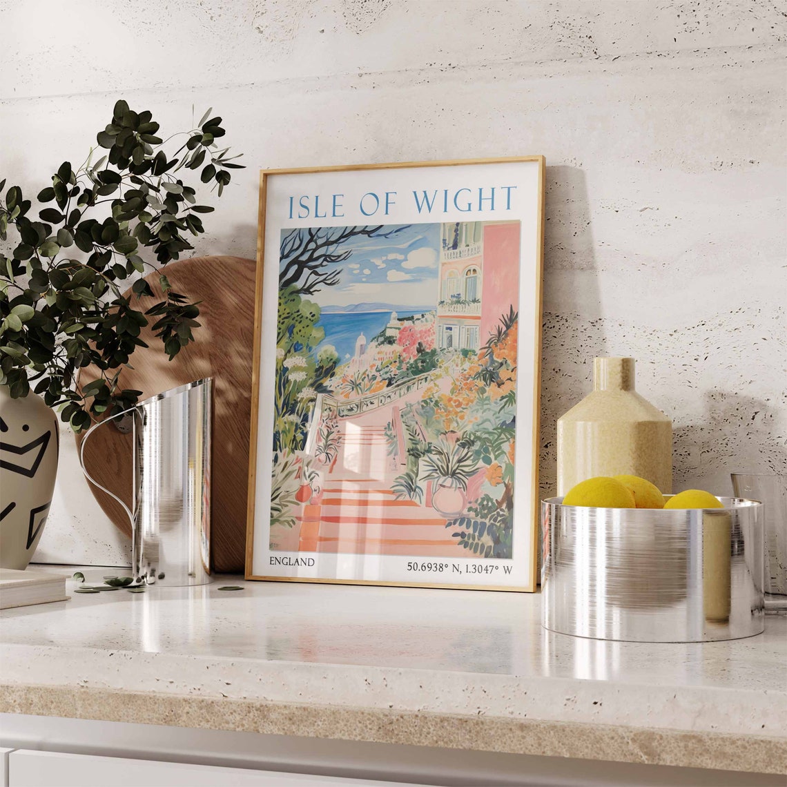Isle Of Wight Travel Print Isle Of Wight Travel Poster England Wall Art Coastal Print English Wall Art Travel Gift Seaside Wall Art - Image 3