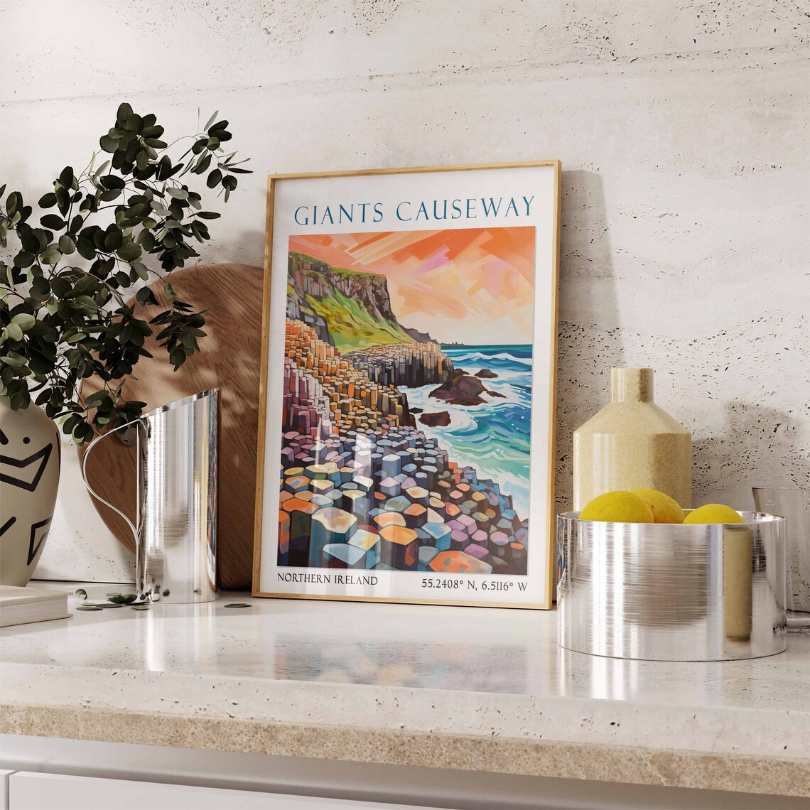 Giants Causeway Travel Print Giants Causeway Travel Poster Northern Ireland Wall Art Landscape Print Irish Travel Decor Coastal Decor - Image 3