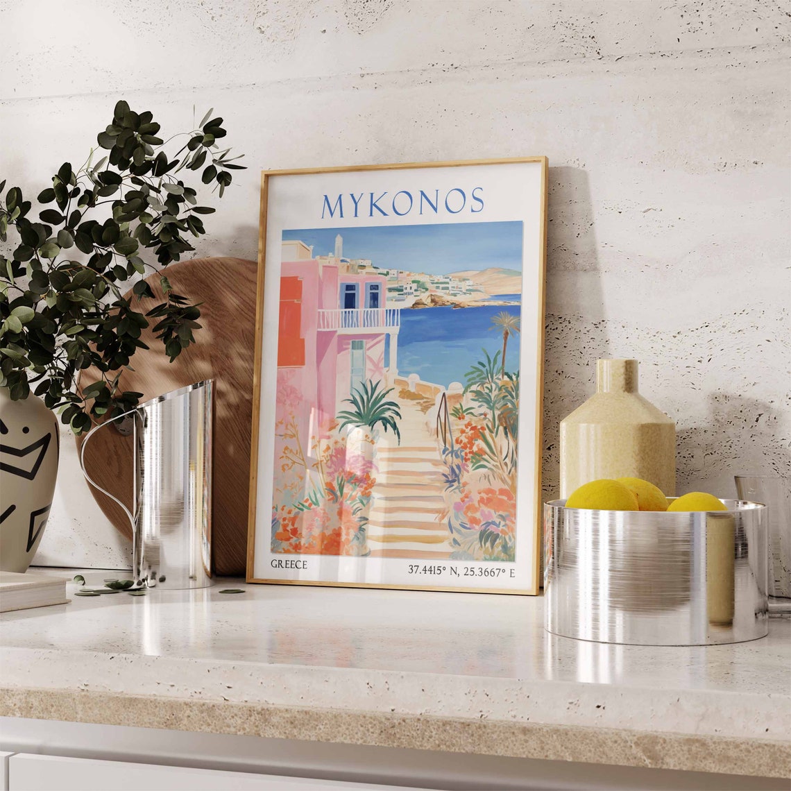 Mykonos Travel Print Mykonos Travel Poster Greece Wall Art Greek Travel Decor Mykonos Island Landscape Print Mykonos Travel Gift - Image 3
