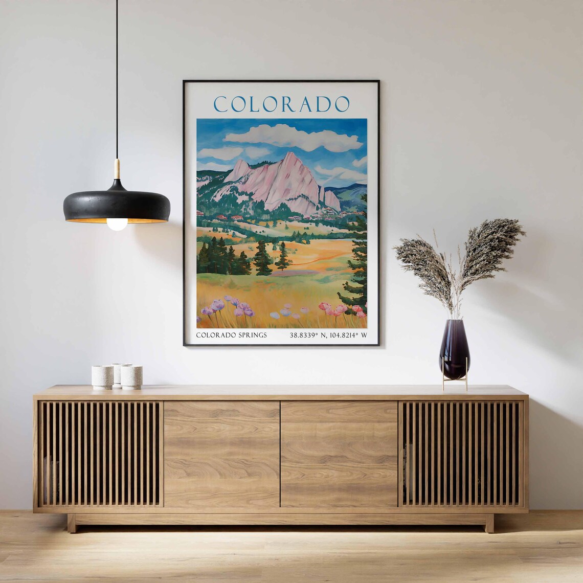 Colorado Springs Pink Mountain Peaks Wildflower Meadow Valley Poster - Image 2