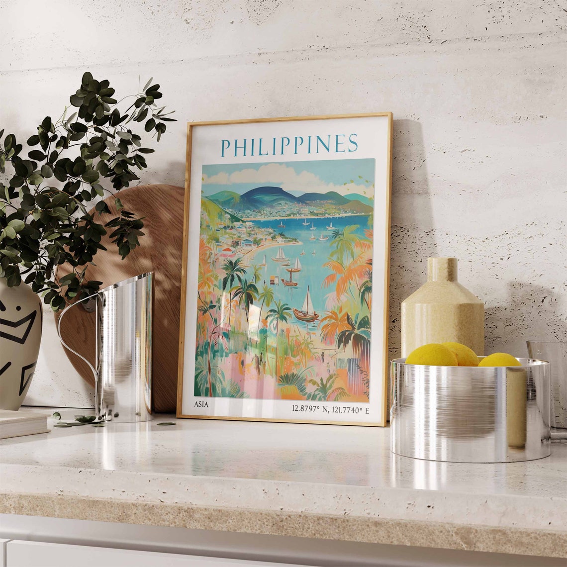 Philippines Travel Print Philippines Travel Poster Filipino Landscape Print Southeast Asian Travel Decor Travel Gift Vintage Travel Art - Image 3