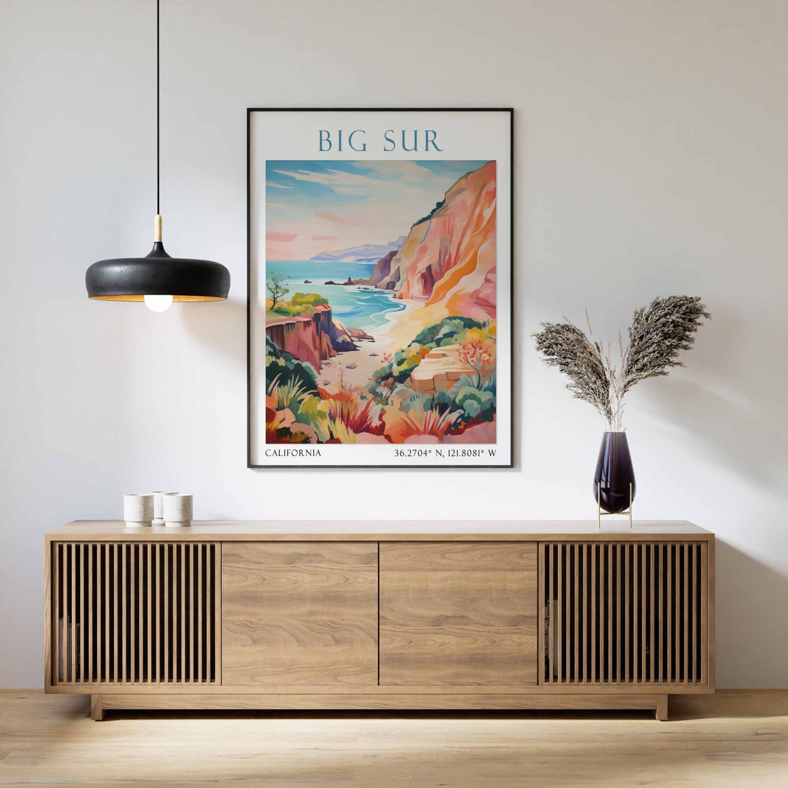 Big Sur California Red Cliffs Rocky Cove and Ocean Daytime View Poster - Image 3