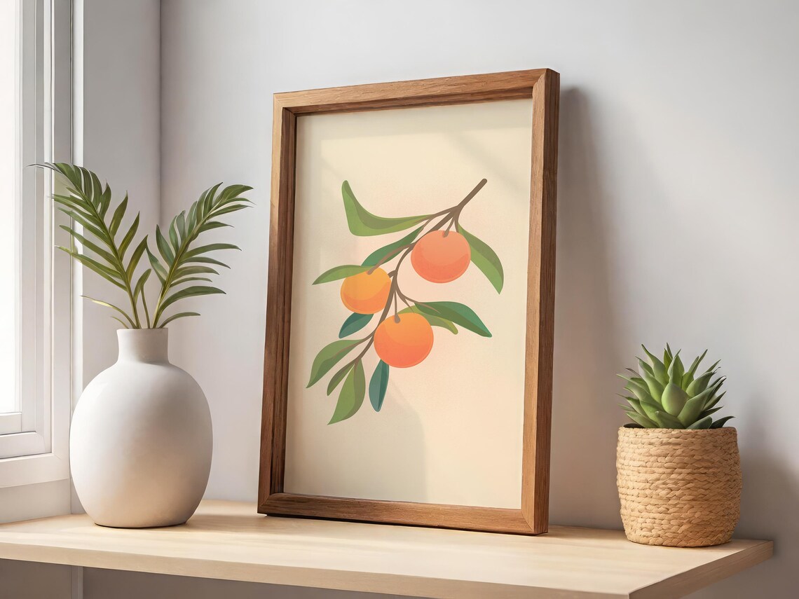Botanical Orange Summer Art Print - Image 2