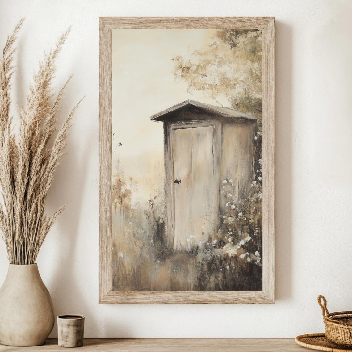 Rustic Outhouse Vintage Cabin Guest Bathroom Wall Art Print