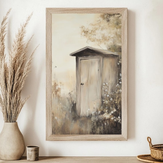 Rustic Outhouse Vintage Cabin Guest Bathroom Wall Art Print