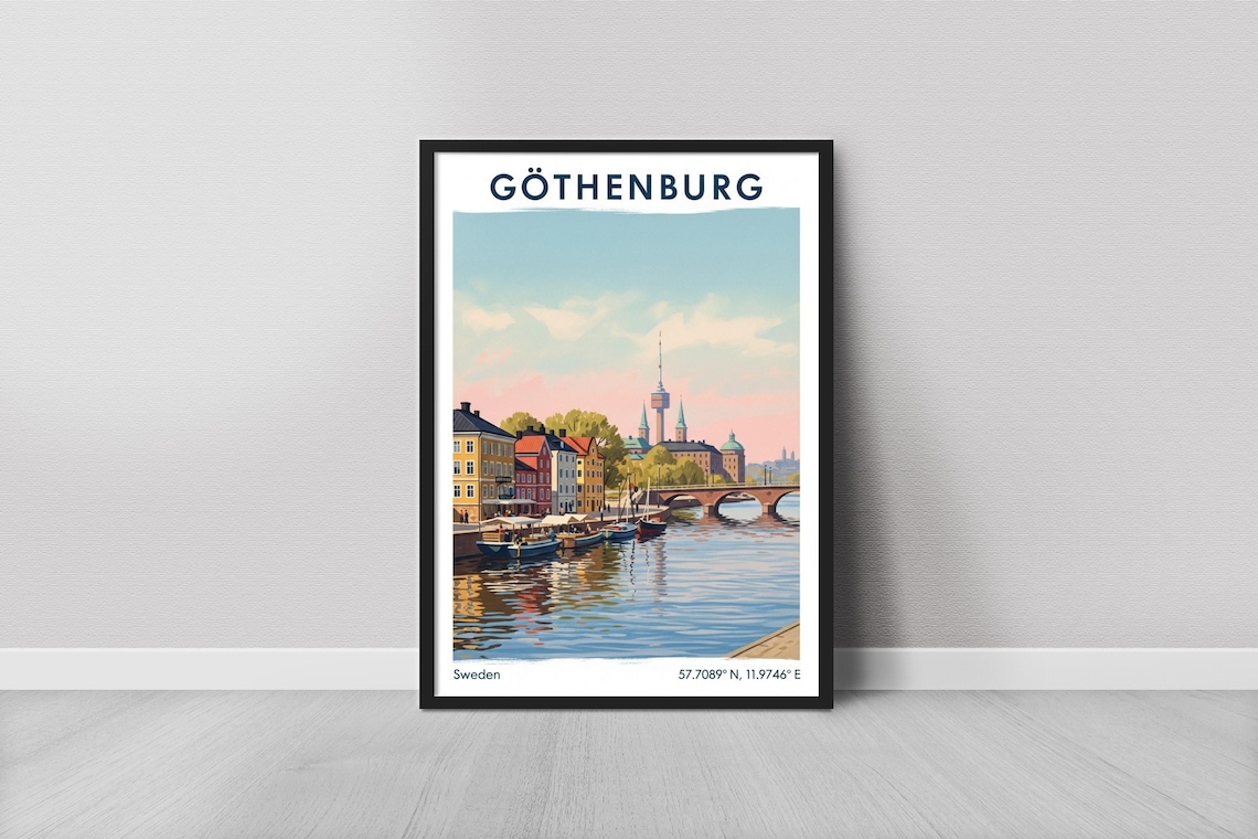 Gothenburg Minimalist Waterfront Art Print