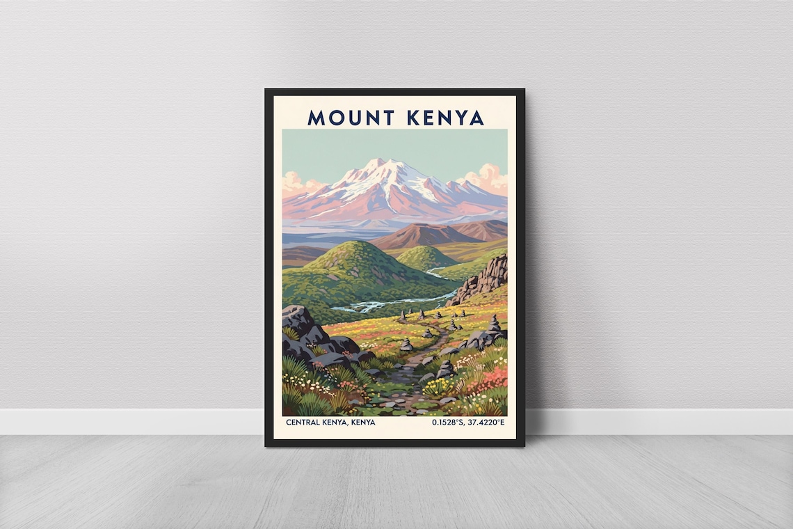Central Kenya Vintage Travel Poster, Landscape