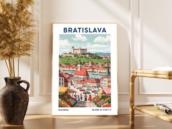 Bratislava Castle Art Print Vintage Slovakia Travel Poster