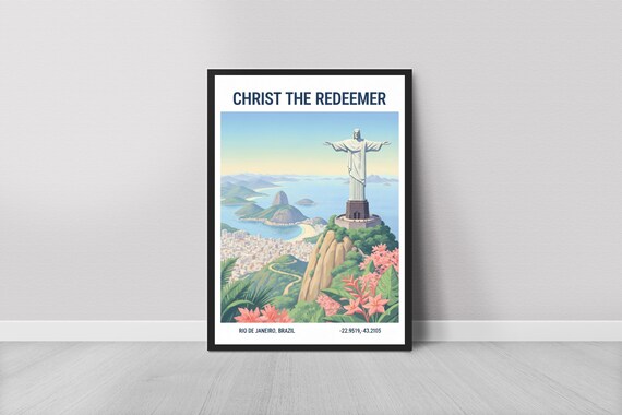 Christ The Redeemer Rio De Janeiro Brazil Travel Poster Statue