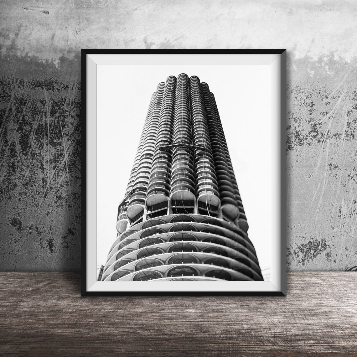 Marina City Chicago Towers View Looking Up Architecture Poster - Image 2