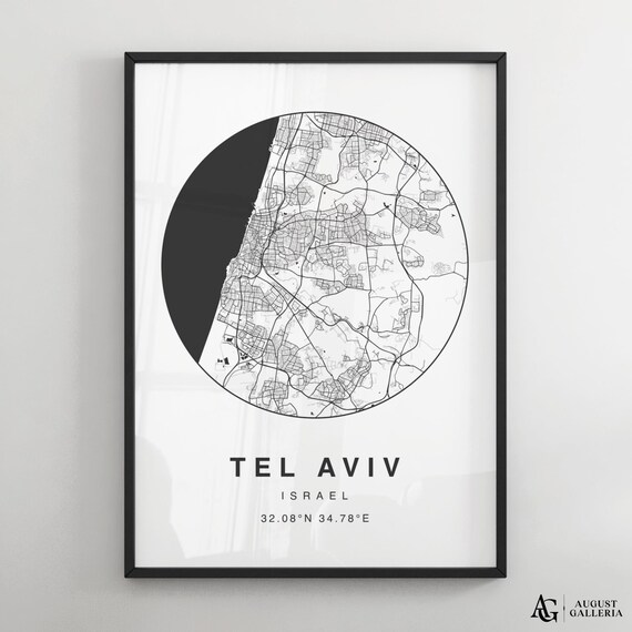 Tel Aviv Israel Minimalist City Map Poster with Coordinates Art