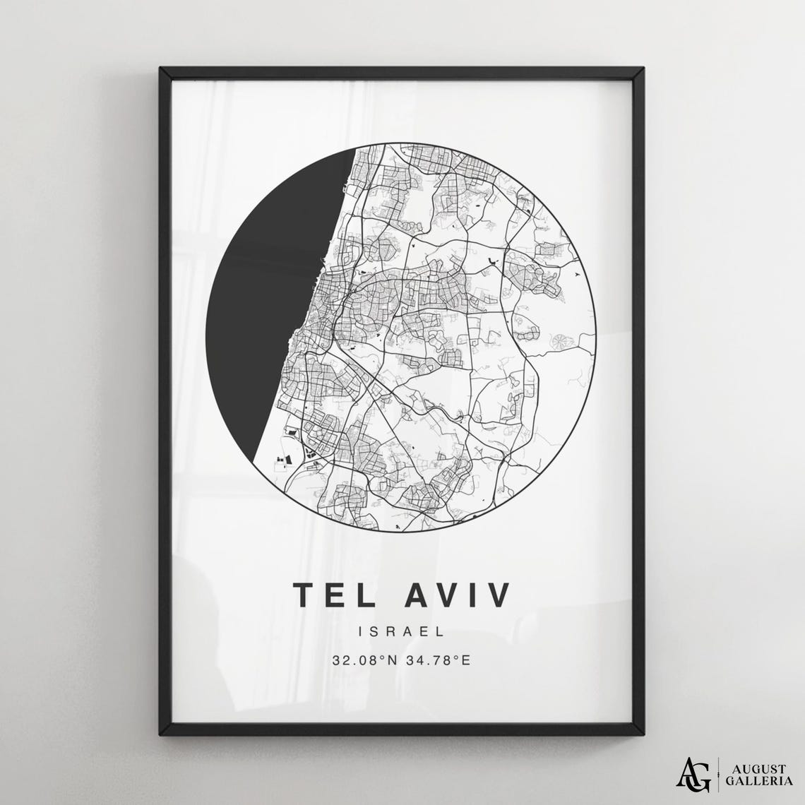 Tel Aviv Israel Minimalist City Map Poster with Coordinates Art
