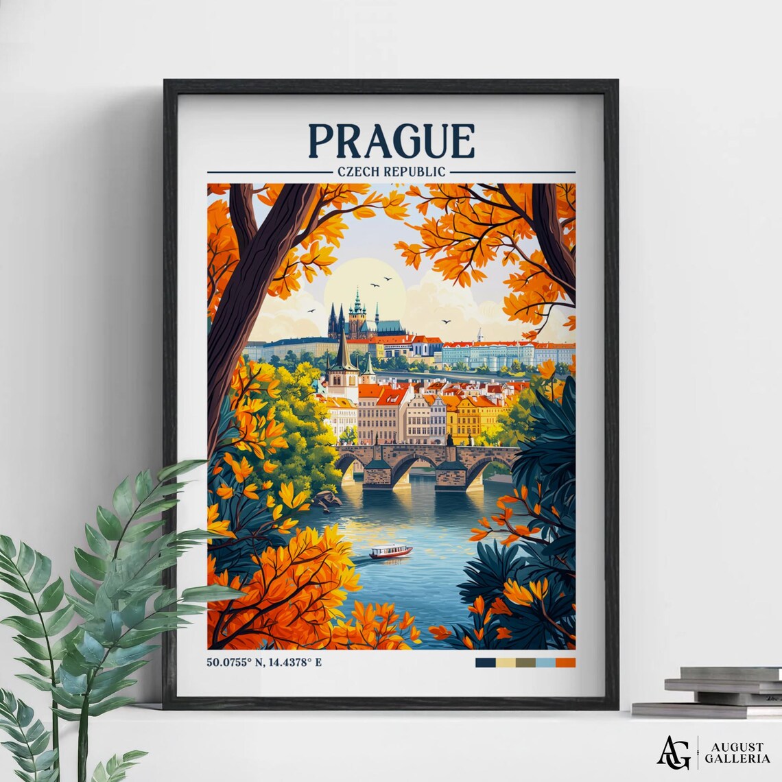 Prague Retro Travel Poster, Wanderlust Illustration