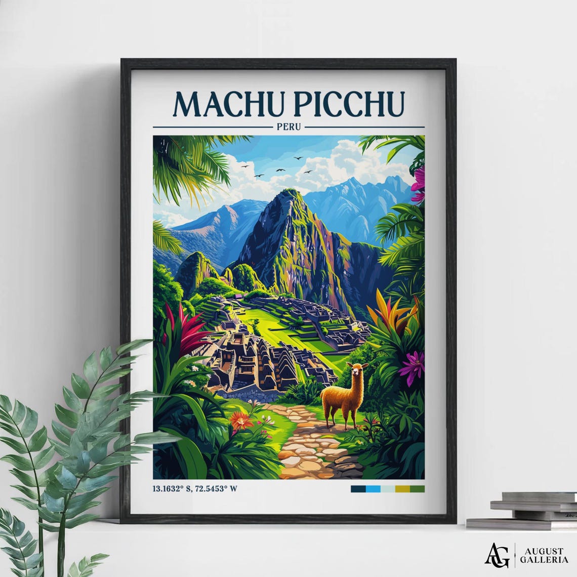 Machu Picchu Retro Travel Print Wanderlust Posters Wall Art Framed Prints Canvas Poster Illustration