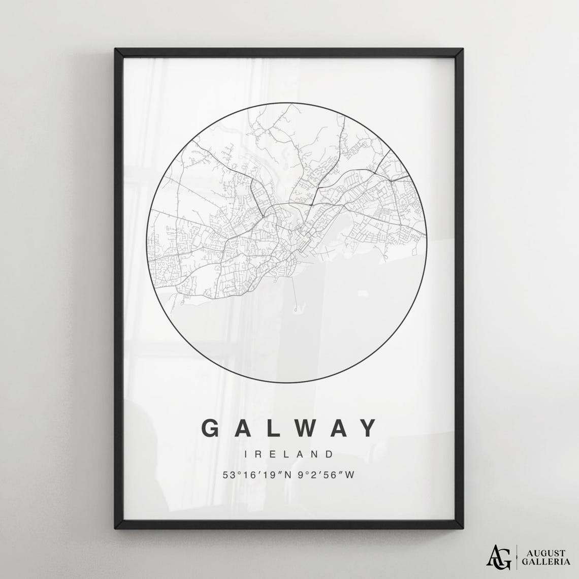Galway Ireland Minimalist City Map Circle Street Plan Poster