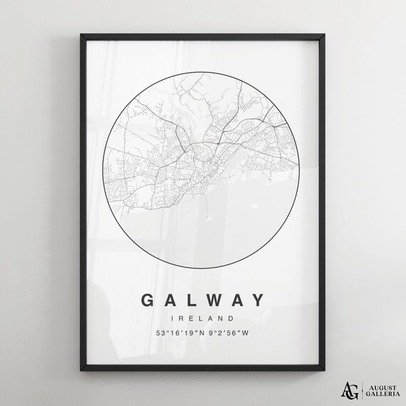 Galway Ireland Minimalist City Map Circle Street Plan Poster