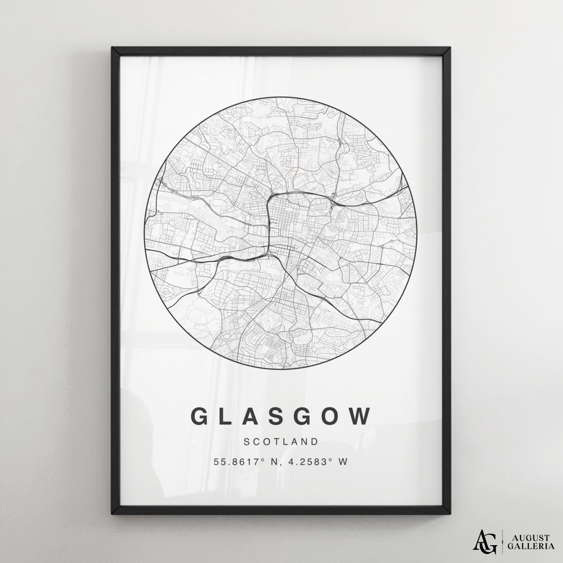 Glasgow Scotland Minimalist City Map Circle Street Plan Poster