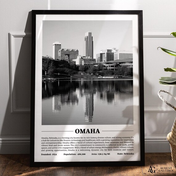 Omaha Nebraska Downtown Black And White City Photography Poster