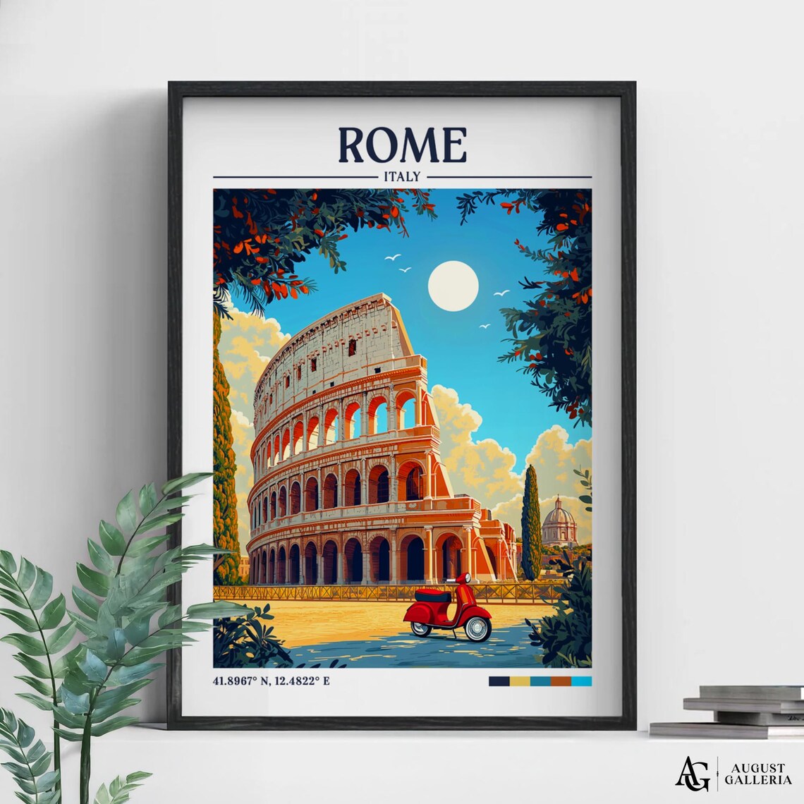 Rome Italy Retro Travel Poster Illustration