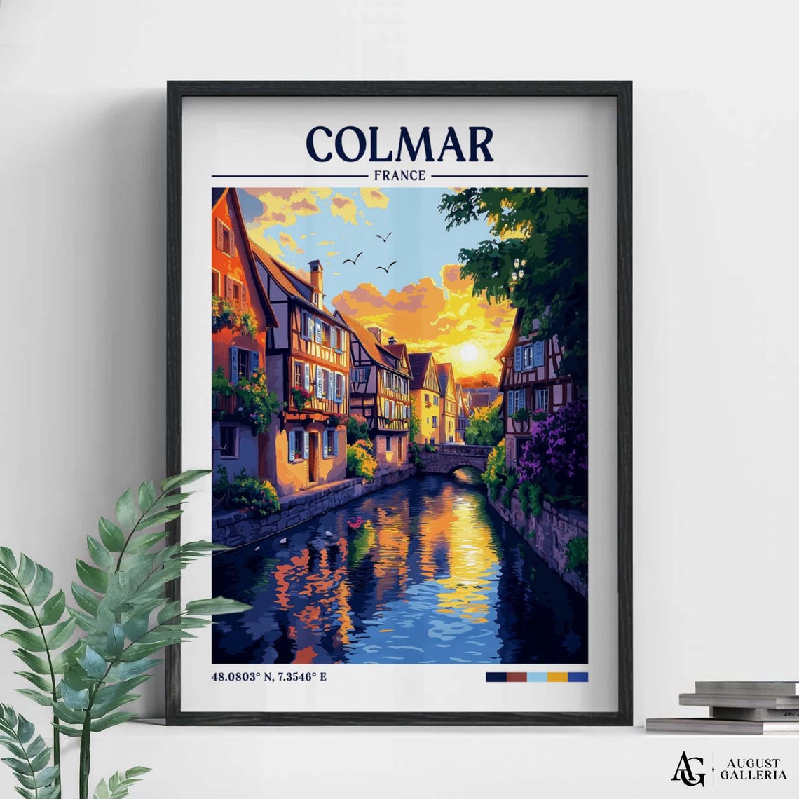 Colmar France Retro Travel Print Wanderlust Posters Illustration Wall Art Framed Prints Canvas Poster