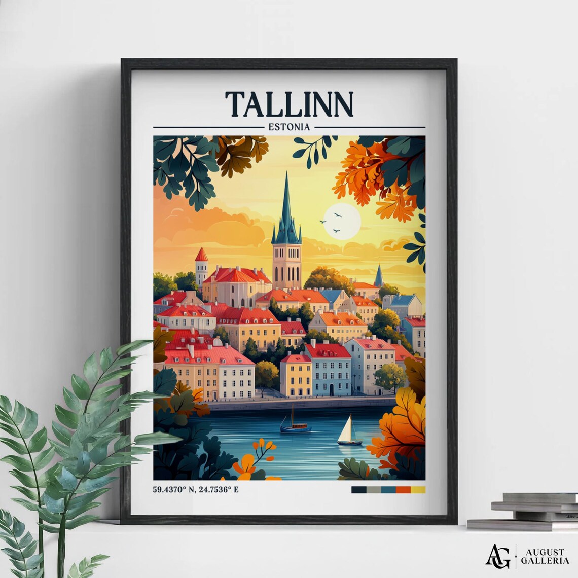 Tallinn Estonia Retro Travel Poster, Wanderlust