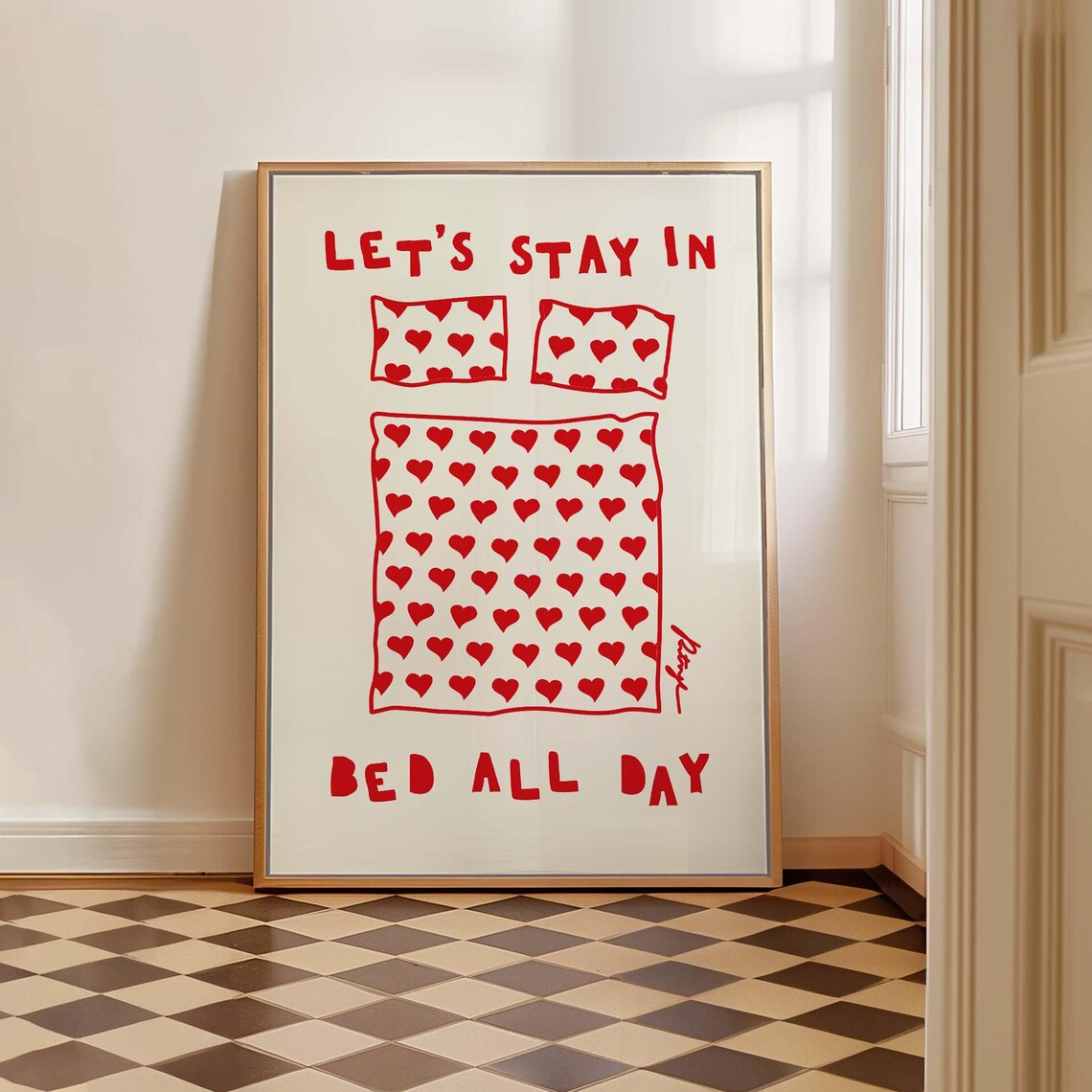 Stay In Bed Handdrawn Typography Art Print