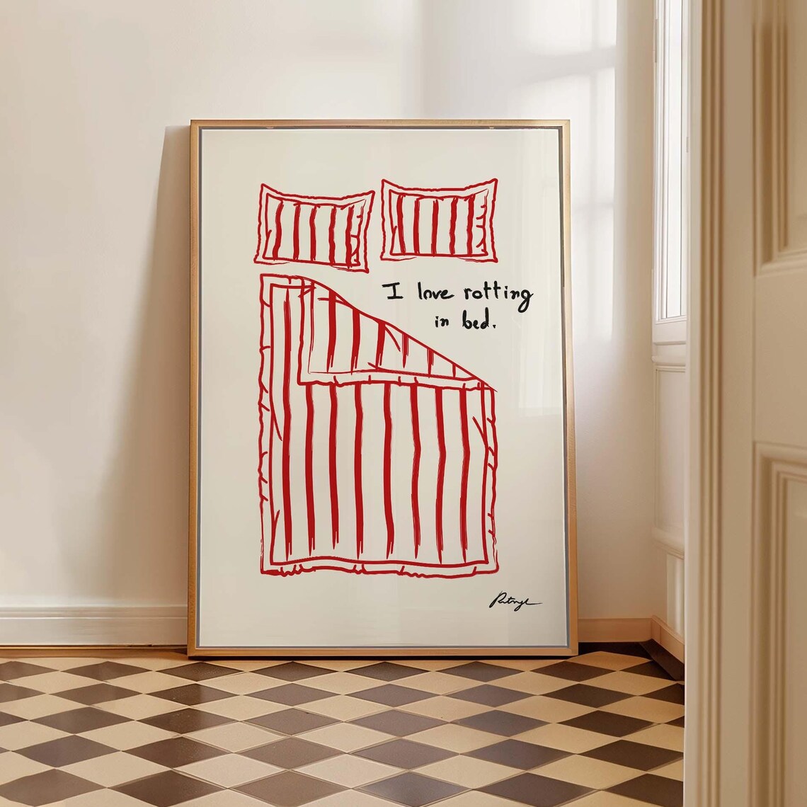 I Love Rotting In Bed, Mid-Century Typography Poster