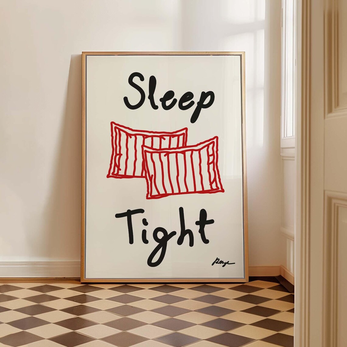 Sleep Tight Hand Drawn Bedroom Art Print