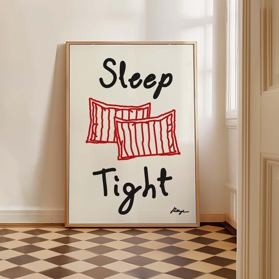 Sleep Tight Hand Drawn Bedroom Art Print