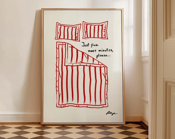 Stay In Bed Quote Poster, Mid-Century Typography