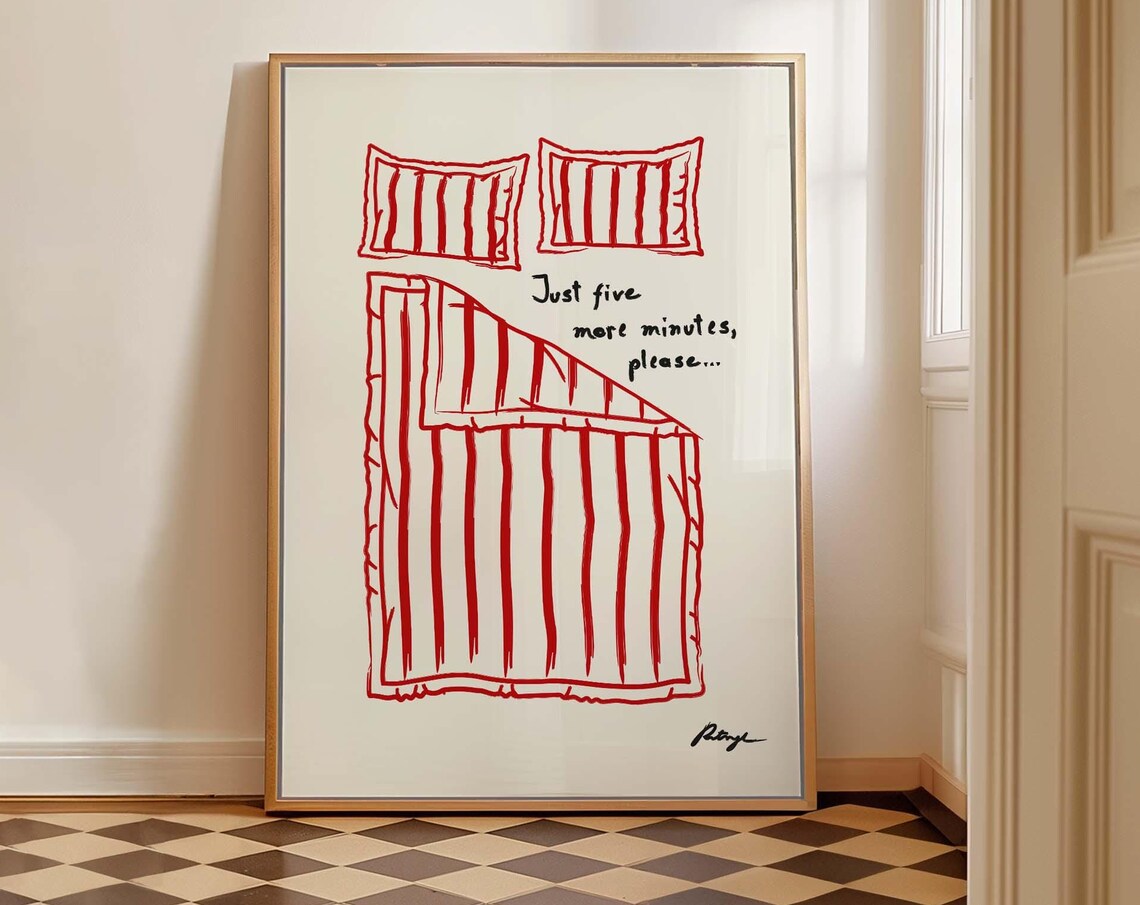 Stay In Bed Quote Poster, Mid-Century Typography