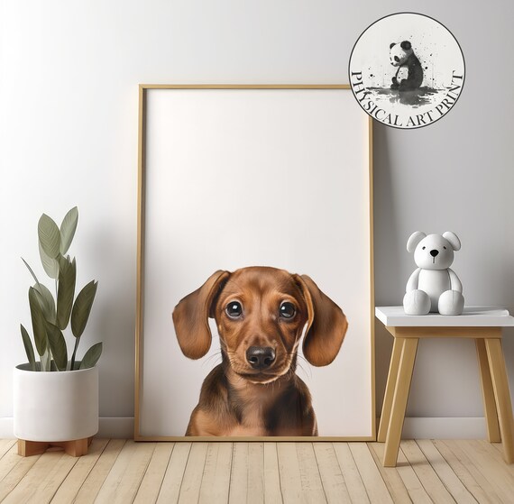 Dachshund Puppy Close-Up Portrait Cute Wiener Dog Nursery Poster