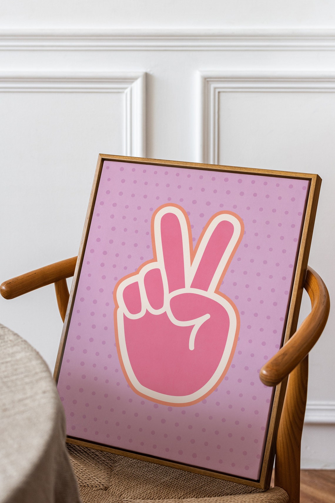 Pink Peace Hand Sign Retro Pop Art Trendy Y2K Room Decor Poster - Image 2